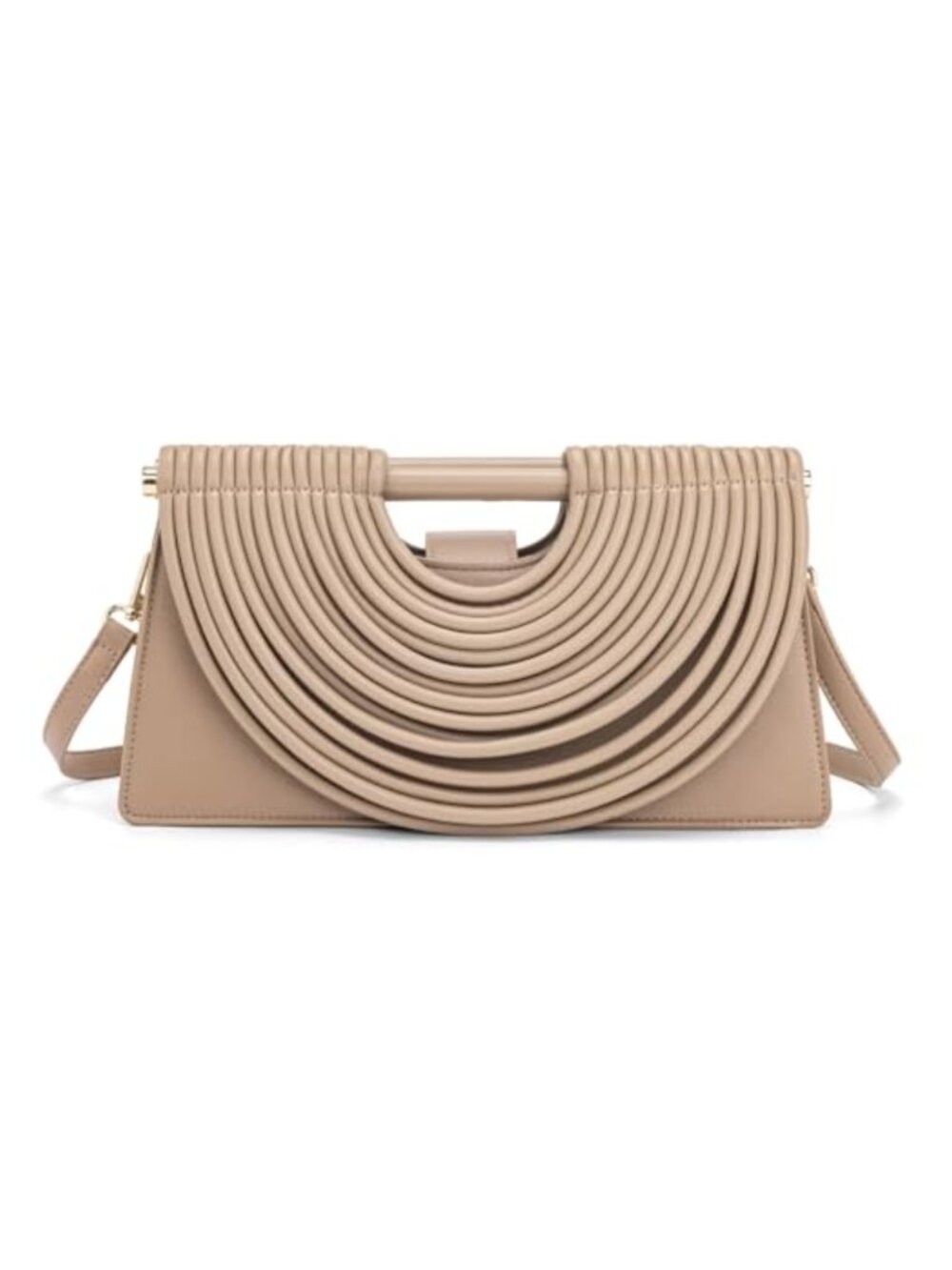 Vegan Leather Woven Evening Clutch Crossbody Bag with Detachable Chain Strap